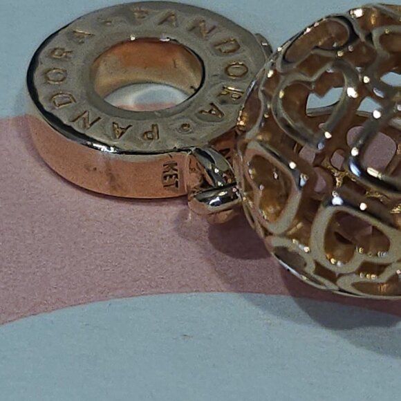 Authentic Pandora *Retired *Rose Harmonious Hearts Pendant Charm 787255 - Picture 8 of 12